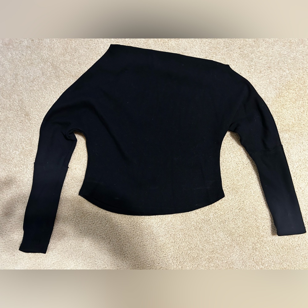 House of Harlow 1960 Black Waffle Knit Top